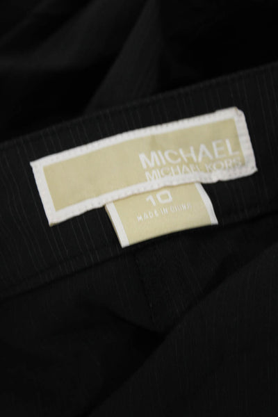Michael Michael Kors Womens Striped Slim Leg Dress Pants Black Size 10