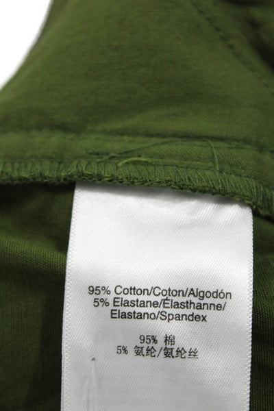 DKNY Wonens High Rise Cuffed Straight Leg Pants Fatigue Green Cotton Size 12