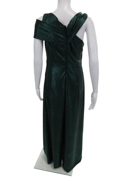 Talbot Runhof Womens Short Sleeves High Rise Wide Leg Jumpsuit Green Metallic Si