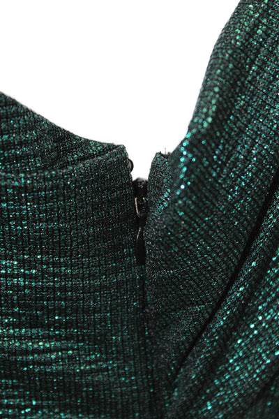 Talbot Runhof Womens Short Sleeves High Rise Wide Leg Jumpsuit Green Metallic Si