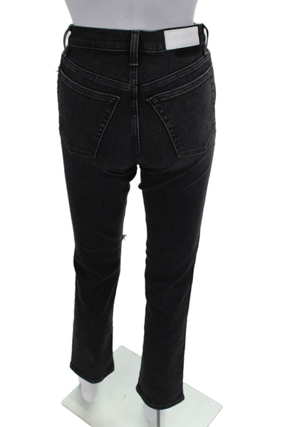 Re/Done Womens High Rise Skinny Leg Jeans Washed Black Cotton Size 24