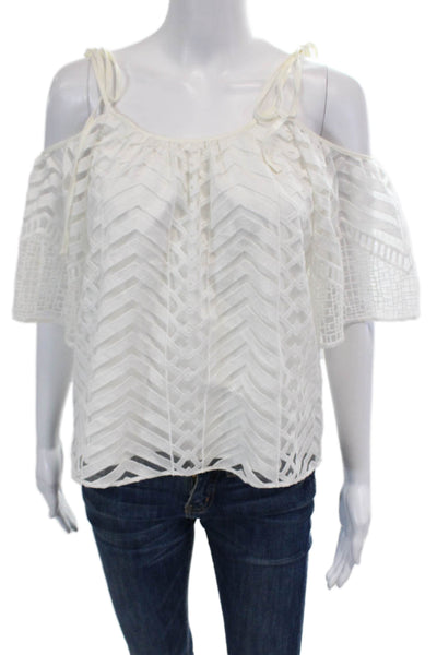 Parker Womens Short Sleeve Cold Shoulder Scoop Neck Blouse White Size XS