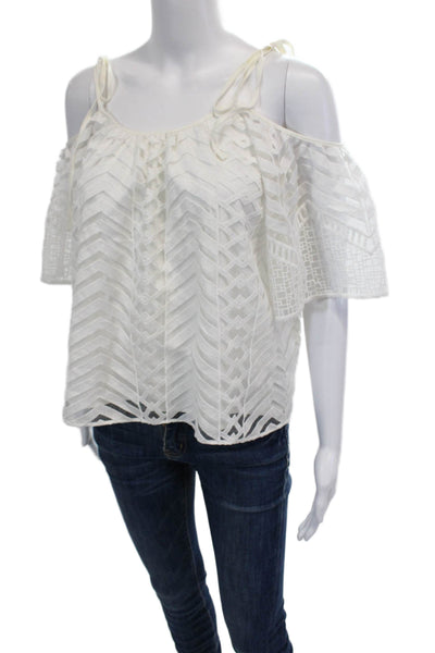 Parker Womens Short Sleeve Cold Shoulder Scoop Neck Blouse White Size XS