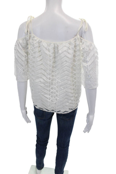 Parker Womens Short Sleeve Cold Shoulder Scoop Neck Blouse White Size XS
