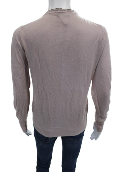 J Crew Womens Front Zip Long Sleeve Crew Neck Jacket Mauve Wool Size Medium
