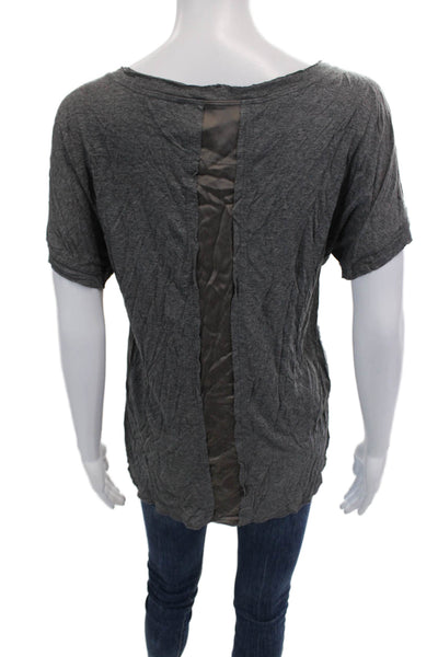 Dolan Womens Short Sleeve Scoop Neck Silk Knit Tee Shirt Gray Size Extra Small