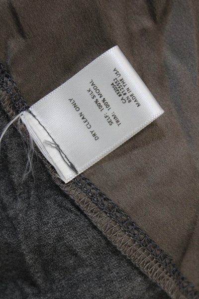 Dolan Womens Short Sleeve Scoop Neck Silk Knit Tee Shirt Gray Size Extra Small