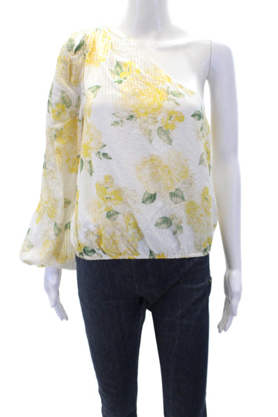 Cami Womens Cotton Blend Floral Long Sleeve 1 Shoulder Blouse Top Yellow Size XS