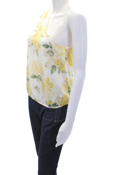 Cami Womens Cotton Blend Floral Long Sleeve 1 Shoulder Blouse Top Yellow Size XS