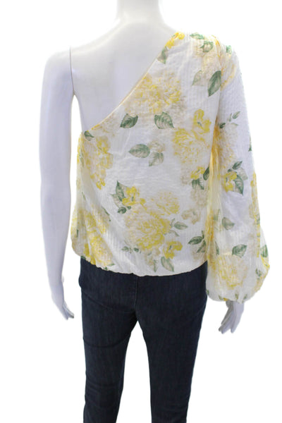 Cami Womens Cotton Blend Floral Long Sleeve 1 Shoulder Blouse Top Yellow Size XS