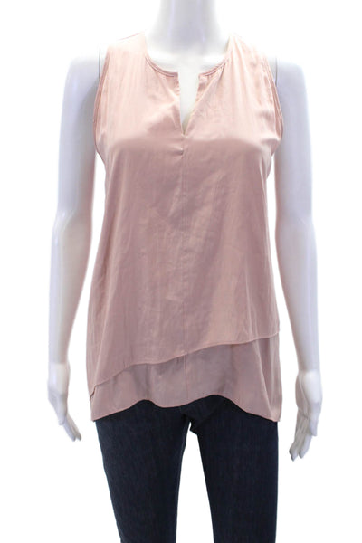 Lola & Sophie Womens Ribbed V-Neck Pullover Tank Top Blouse Pink Size S