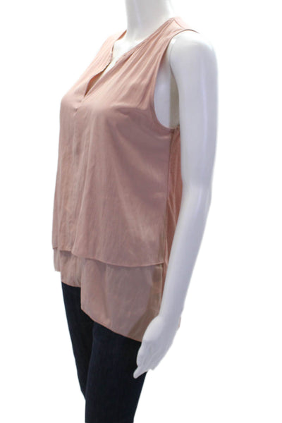 Lola & Sophie Womens Ribbed V-Neck Pullover Tank Top Blouse Pink Size S