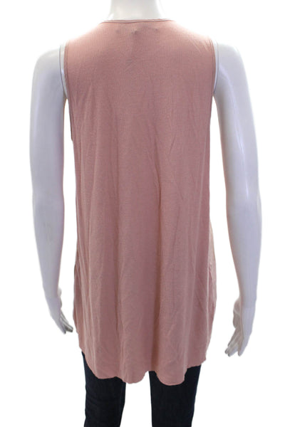 Lola & Sophie Womens Ribbed V-Neck Pullover Tank Top Blouse Pink Size S