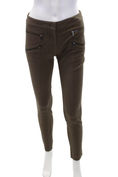 DKNY Womens Cotton Multi-Pocket Low-Rise Skinny Pants Trousers Brown Size 0
