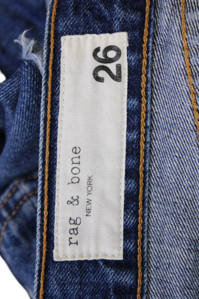 Rag & Bone Womens Zipper Fly Distressed Fringe Denim Shorts Blue Sizes 26