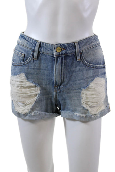 Frame Denim Womens Zipper Fly Le Grand Garcon Denim Shorts Blue Size 25
