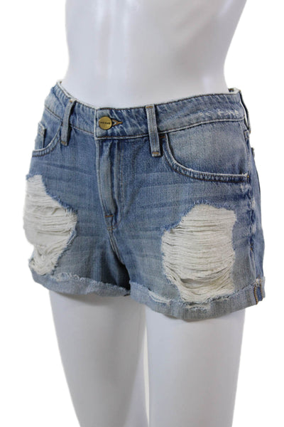 Frame Denim Womens Zipper Fly Le Grand Garcon Denim Shorts Blue Size 25