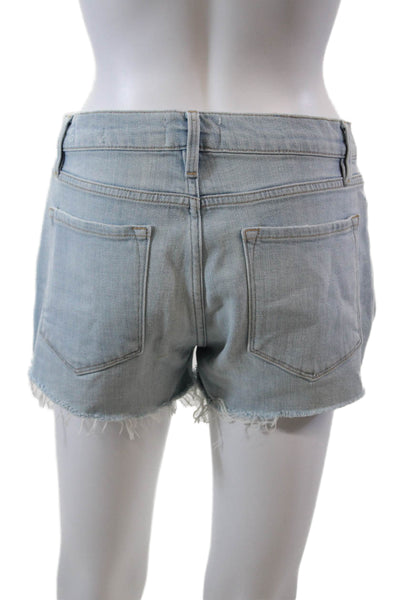 Frame Denim Womens Zipper Fly Mid Rise Distressed Denim Shorts Blue Size 26