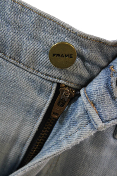 Frame Denim Womens Zipper Fly Mid Rise Distressed Denim Shorts Blue Size 26