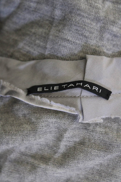 Elie Tahari Womens Merino Wool V Neck Snap Closure Cardigan Gray Size M