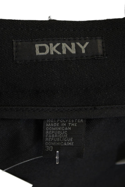 DKNY Womens Flat Front Straight Leg Trousers Black Size 30