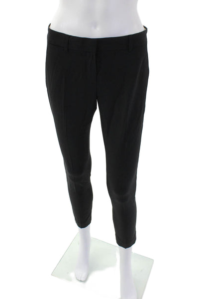 Theory Womens Wool Flat Front Straight Leg Trousers Black Size 2