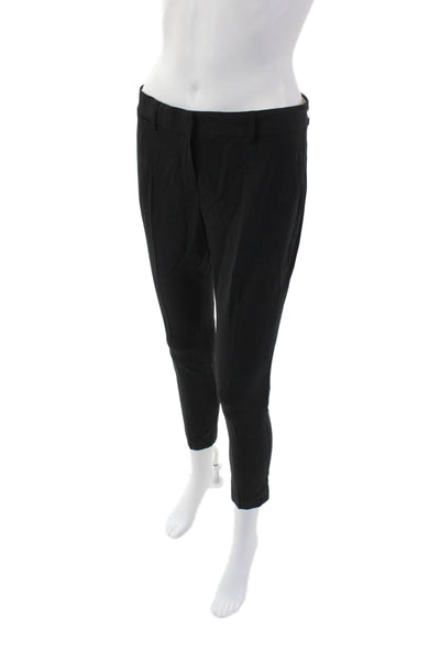 Theory Womens Wool Flat Front Straight Leg Trousers Black Size 2