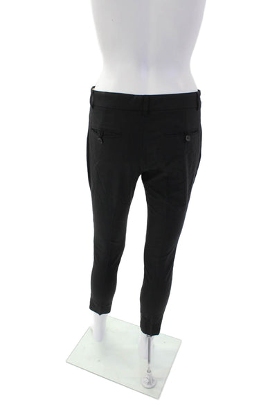 Theory Womens Wool Flat Front Straight Leg Trousers Black Size 2