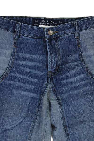 S.I.X. Jeans Womens Cotton Paneled Detail Cuffed Ankle Jeans Blue Size 40
