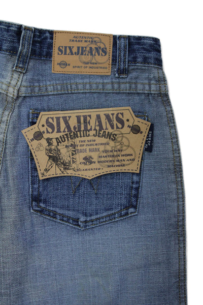 S.I.X. Jeans Womens Cotton Paneled Detail Cuffed Ankle Jeans Blue Size 40