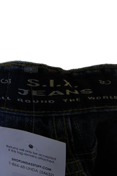 S.I.X. Jeans Womens Cotton Paneled Detail Cuffed Ankle Jeans Blue Size 40