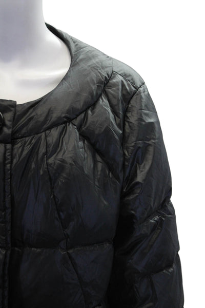 Marina Sport Womens Button Down Cropped Puffer Jacket Black Size 21
