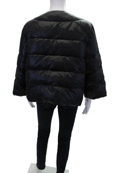 Marina Sport Womens Button Down Cropped Puffer Jacket Black Size 21