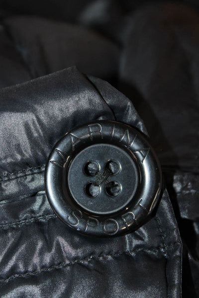 Marina Sport Womens Button Down Cropped Puffer Jacket Black Size 21