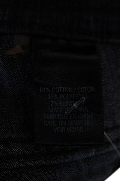 Tahari Womens Ripped Dark Wash Straight Leg Jeans Blue Cotton Size 12