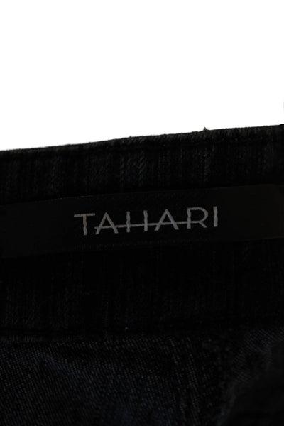 Tahari Womens Ripped Dark Wash Straight Leg Jeans Blue Cotton Size 12
