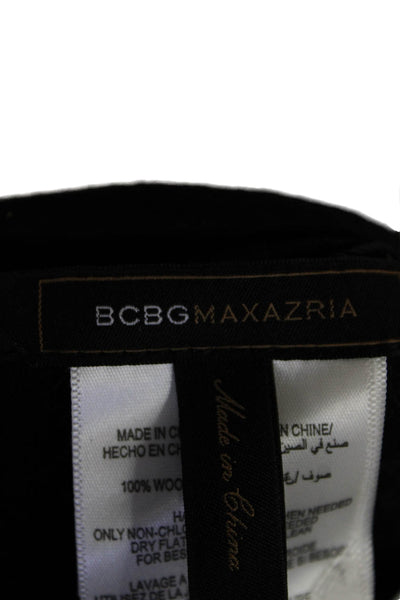 BCBG Max Azria Womens Half Button Down Short Sleeves Romper Black Wool Size Larg