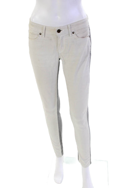 Rich & Skinny Womens Zipper Fly Mid Rise Skinny Ankle Jeans Gray White Size 25