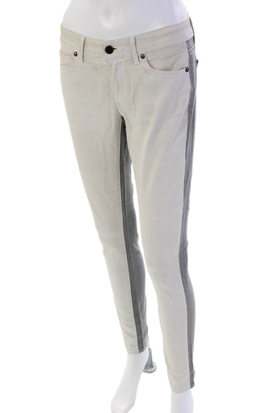 Rich & Skinny Womens Zipper Fly Mid Rise Skinny Ankle Jeans Gray White Size 25