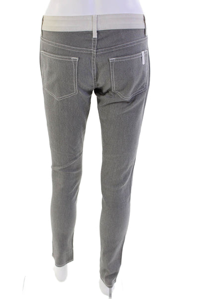 Rich & Skinny Womens Zipper Fly Mid Rise Skinny Ankle Jeans Gray White Size 25