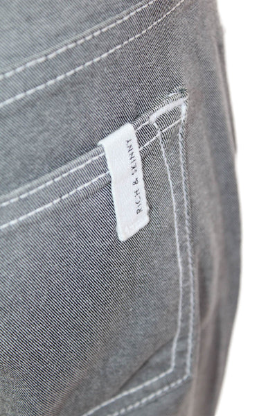 Rich & Skinny Womens Zipper Fly Mid Rise Skinny Ankle Jeans Gray White Size 25