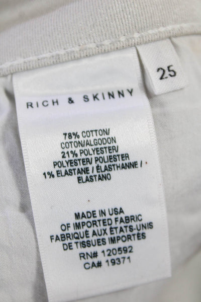 Rich & Skinny Womens Zipper Fly Mid Rise Skinny Ankle Jeans Gray White Size 25