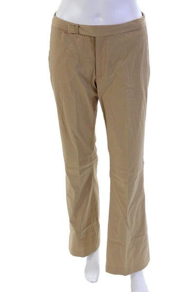 Rebecca Taylor Womens Zipper Fly Mid Rise Pleated Straight Pants Brown Size 6