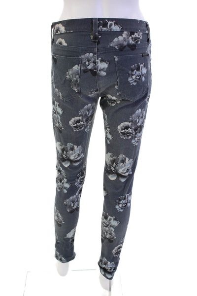 Hudson Womens Zipper Fly Mid Rise Cuffed Floral Cropped Jeans Gray Size 27