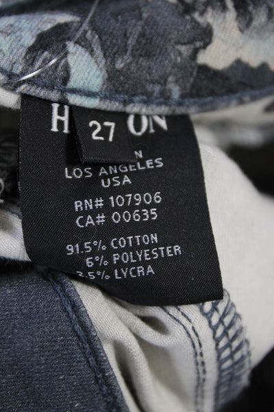Hudson Womens Zipper Fly Mid Rise Cuffed Floral Cropped Jeans Gray Size 27