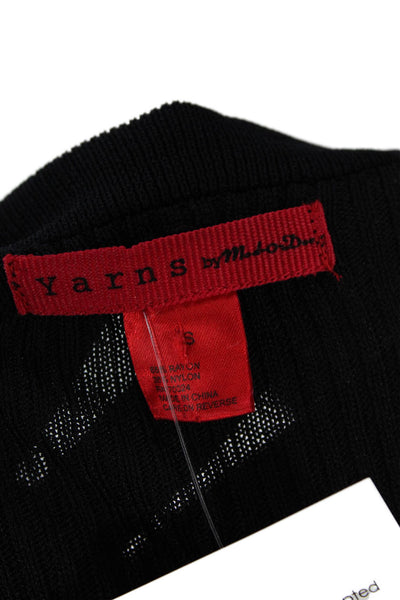 Yarns Womens Pullover 3/4 Sleeve V Neck Ribbed Knit Top Black Size Small
