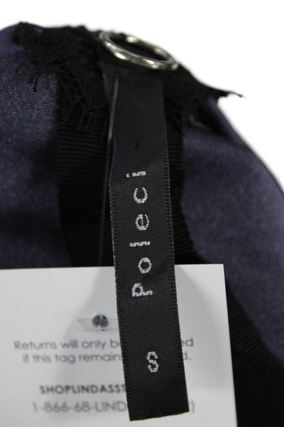 Poleci Womens Sleeveless Scoop Neck Ruched Knit Top Blouse Blue Size Small