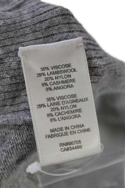 Rebecca Taylor Womens Long Sleeve Scoop Neck Open Knit Trim Sweater Gray Small