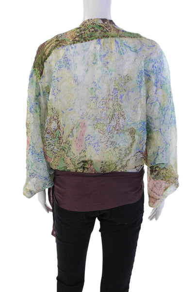Hoss Intropia Womens 3/4 Sleeve Crew Neck Abstract Silk Top Multicolored IT 38