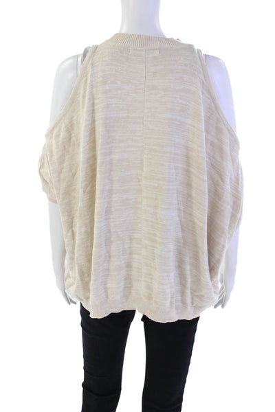 Central Park West Womens 3/4 Sleeve Crew Neck Cold Shoulder Top Beige Size XS